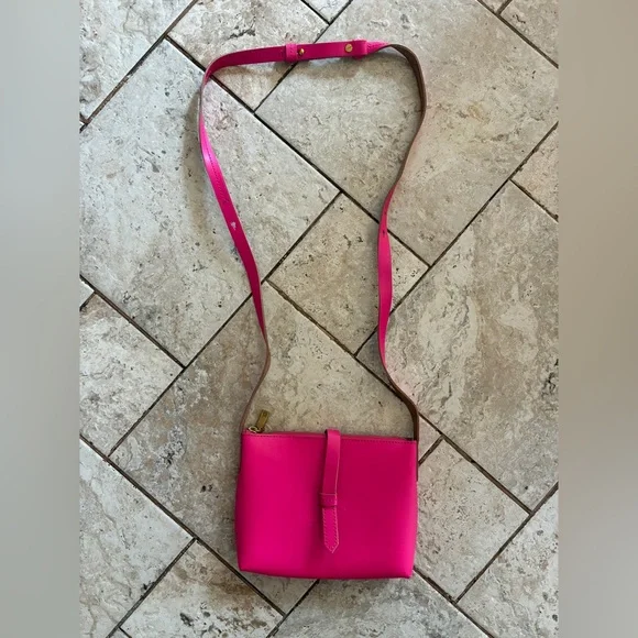 J Crew Hot Pink Leather Cross Body - Picture 2 of 7
